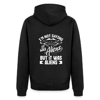 Lustiges Alien Außerirdische Geschenk - Unisex Premium Bio Zip Hoodie - Schwarz - Hinten - Nico (187cm)