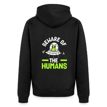 Lustiges Alien Außerirdische Geschenk - Unisex Premium Bio Zip Hoodie - Schwarz - Hinten - Nico (187cm)