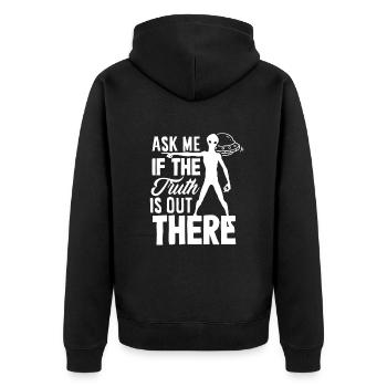 Lustiges Alien Außerirdische Geschenk - Unisex Premium Bio Zip Hoodie - Schwarz - Hinten - Nico (187cm)