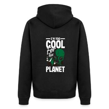 Lustiges Alien Außerirdische Geschenk - Unisex Premium Bio Zip Hoodie - Schwarz - Hinten - Nico (187cm)
