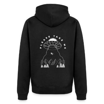 Lustiges Alien Außerirdische Geschenk - Unisex Premium Bio Zip Hoodie - Schwarz - Hinten - Nico (187cm)