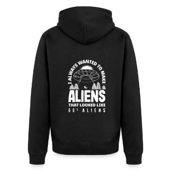 Lustiges Alien Außerirdische Geschenk - Unisex Premium Bio Zip Hoodie - Schwarz - Hinten - Nico (187cm)