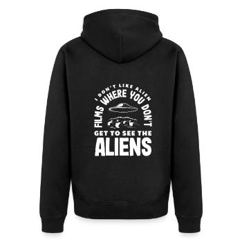 Lustiges Alien Außerirdische Geschenk - Unisex Premium Bio Zip Hoodie - Schwarz - Hinten - Nico (187cm)