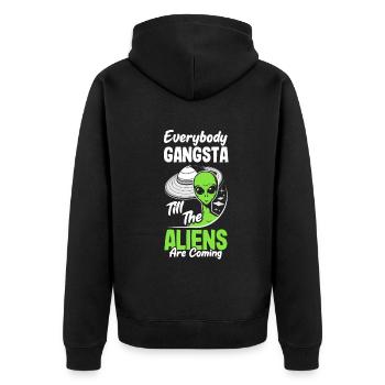 Lustiges Alien Außerirdische Geschenk - Unisex Premium Bio Zip Hoodie - Schwarz - Hinten - Nico (187cm)