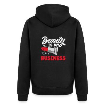 Hautpflege Kosmetikerin Kosmetik - Unisex Premium Bio Zip Hoodie - Schwarz - Hinten - Nico (187cm)