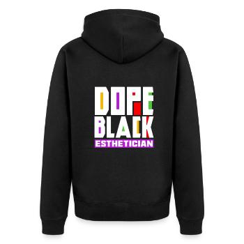 Hautpflege Kosmetikerin Kosmetik - Unisex Premium Bio Zip Hoodie - Schwarz - Hinten - Nico (187cm)