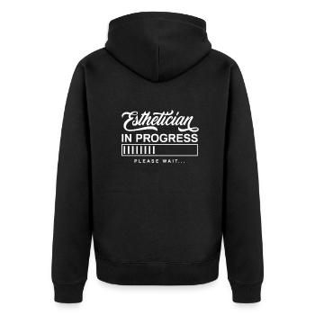 Hautpflege Kosmetikerin Kosmetik - Unisex Premium Bio Zip Hoodie - Schwarz - Hinten - Nico (187cm)