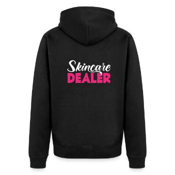 Hautpflege Kosmetikerin Kosmetik - Unisex Premium Bio Zip Hoodie - Schwarz - Hinten - Nico (187cm)
