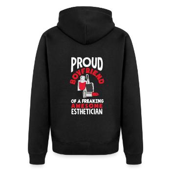 Hautpflege Kosmetikerin Kosmetik - Unisex Premium Bio Zip Hoodie - Schwarz - Hinten - Nico (187cm)