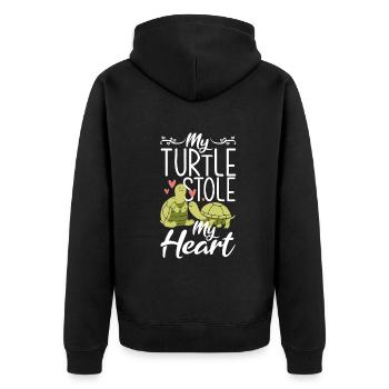 Schildkröte Meeresschildkröte Geschenk - Unisex Premium Bio Zip Hoodie - Schwarz - Hinten - Nico (187cm)