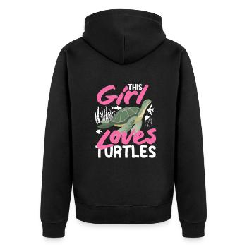 Schildkröte Meeresschildkröte Geschenk - Unisex Premium Bio Zip Hoodie - Schwarz - Hinten - Nico (187cm)