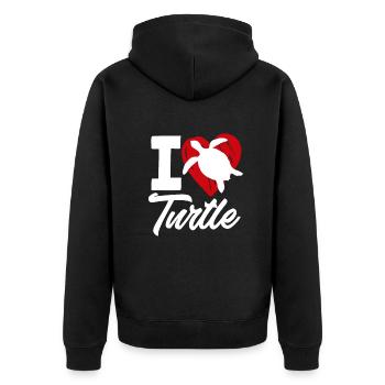Schildkröte Meeresschildkröte Geschenk - Unisex Premium Bio Zip Hoodie - Schwarz - Hinten - Nico (187cm)