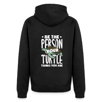 Schildkröte Meeresschildkröte Geschenk - Unisex Premium Bio Zip Hoodie - Schwarz - Hinten - Nico (187cm)