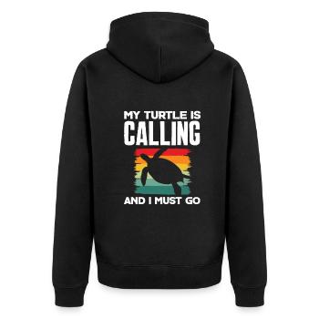 Schildkröte Meeresschildkröte Geschenk - Unisex Premium Bio Zip Hoodie - Schwarz - Hinten - Nico (187cm)