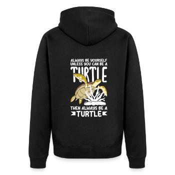 Schildkröte Meeresschildkröte Geschenk - Unisex Premium Bio Zip Hoodie - Schwarz - Hinten - Nico (187cm)
