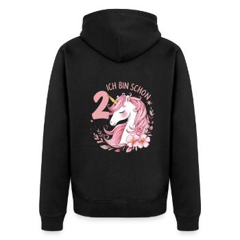 2ème anniversaire fille 2 ans cheval chevaux licorne - Veste à capuche bio Premium Unisexe - noir - Dos - Nico (187cm)