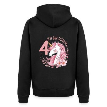 4. Geburtstag Mädchen 4 Jahre Pferd Pferde Einhorn - Unisex Premium Bio Zip Hoodie - Schwarz - Hinten - Nico (187cm)