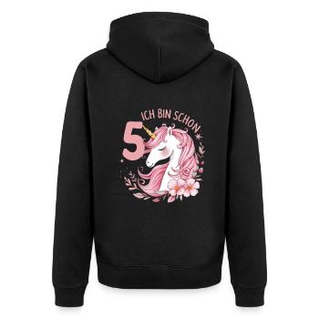 5. Geburtstag Mädchen 5 Jahre Pferd Pferde Einhorn - Unisex Premium Bio Zip Hoodie - Schwarz - Hinten - Nico (187cm)