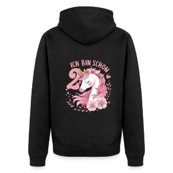 2ème anniversaire fille 2 ans cheval chevaux licorne - Veste à capuche bio Premium Unisexe - noir - Dos - Nico (187cm)
