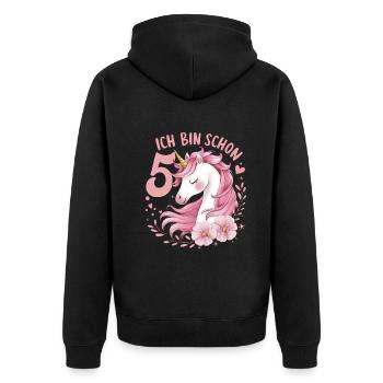 5th Birthday Girl 5 Years Horse Horses Unicorn - Unisex Premium Organic Zip Hoodie - black - Back - Nico (187cm)