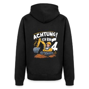 4ème anniversaire garçon 4 ans excavatrice chantier - Veste à capuche bio Premium Unisexe - noir - Dos - Nico (187cm)