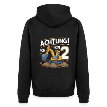 2ème anniversaire garçon 2 ans excavatrice chantier - Veste à capuche bio Premium Unisexe - noir - Dos - Nico (187cm)