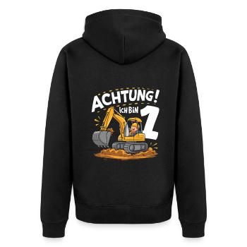1er anniversaire garçon 1 an chantier de construction d’excavatrice - Veste à capuche bio Premium Unisexe - noir - Dos - Nico (187cm)