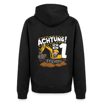 1er anniversaire garçon 1 an chantier de construction d’excavatrice - Veste à capuche bio Premium Unisexe - noir - Dos - Nico (187cm)