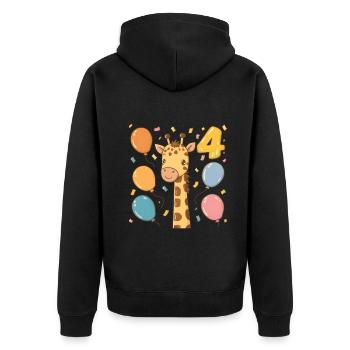 4th Birthday Giraffe Children's Birthday Party - Unisex Premium Organic Zip Hoodie - black - Back - Nico (187cm)