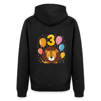 3. Geburtstag Löwe Kindergeburtstag - Unisex Premium Bio Zip Hoodie - Schwarz - Hinten - Nico (187cm)