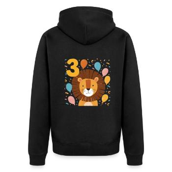 3rd Birthday Leo Kids Birthday - Unisex Premium Organic Zip Hoodie - black - Back - Nico (187cm)