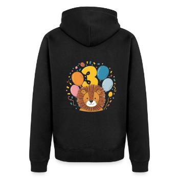 3ème anniversaire Leo Kids Anniversaire - Veste à capuche bio Premium Unisexe - noir - Dos - Nico (187cm)