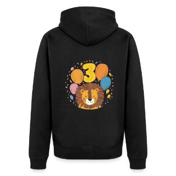 3rd Birthday Leo Kids Birthday - Unisex Premium Organic Zip Hoodie - black - Back - Nico (187cm)