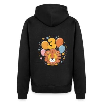 3ème anniversaire Leo Kids Anniversaire - Veste à capuche bio Premium Unisexe - noir - Dos - Nico (187cm)