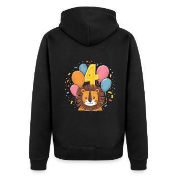4th Birthday Leo Children's Birthday Party - Unisex Premium Organic Zip Hoodie - black - Back - Nico (187cm)