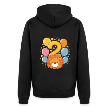 2ème anniversaire Leo Fête d’anniversaire des enfants - Veste à capuche bio Premium Unisexe - noir - Dos - Nico (187cm)