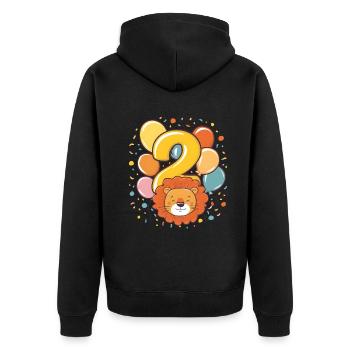 2ème anniversaire Leo Fête d’anniversaire des enfants - Veste à capuche bio Premium Unisexe - noir - Dos - Nico (187cm)