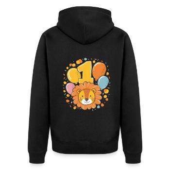 1er anniversaire Leo Fête d’anniversaire des enfants - Veste à capuche bio Premium Unisexe - noir - Dos - Nico (187cm)