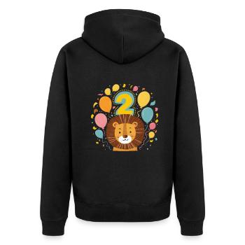 2ème anniversaire Leo Fête d’anniversaire des enfants - Veste à capuche bio Premium Unisexe - noir - Dos - Nico (187cm)