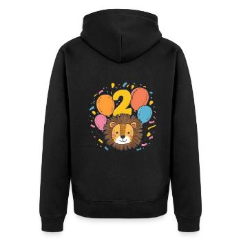 2ème anniversaire Leo Fête d’anniversaire des enfants - Veste à capuche bio Premium Unisexe - noir - Dos - Nico (187cm)