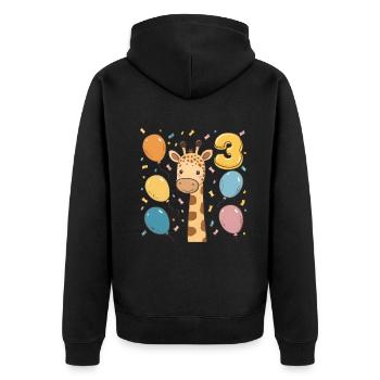 Fête d’anniversaire des enfants girafe du 3e anniversaire - Veste à capuche bio Premium Unisexe - noir - Dos - Nico (187cm)