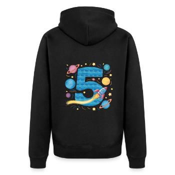 5th Birthday Boys 5 Years Planet Birthday - Unisex Premium Organic Zip Hoodie - black - Back - Nico (187cm)