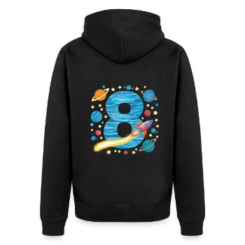 8th Birthday Boys 8 Years Planet Birthday - Unisex Premium Organic Zip Hoodie - black - Back - Nico (187cm)
