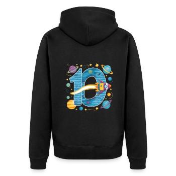 10. Geburtstag Jungen 10 Jahre Planeten Geburtstag - Unisex Premium Bio Zip Hoodie - Schwarz - Hinten - Nico (187cm)