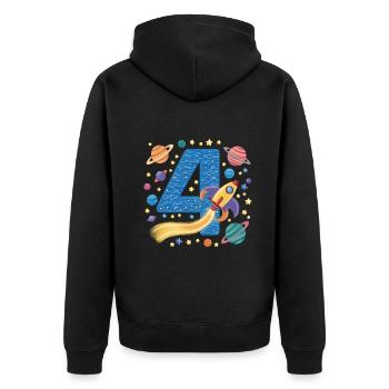 4th Birthday Boys 4 Years Planet Birthday - Unisex Premium Organic Zip Hoodie - black - Back - Nico (187cm)