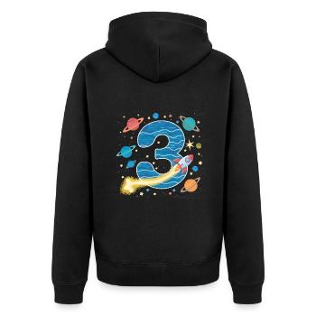 3rd Birthday Boys 3 Years Planet Birthday - Unisex Premium Organic Zip Hoodie - black - Back - Nico (187cm)