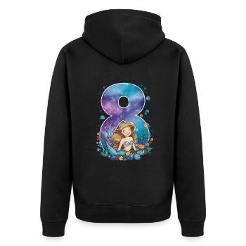 8ème anniversaire fille 8 ans sirène fête - Veste à capuche bio Premium Unisexe - noir - Dos - Nico (187cm)