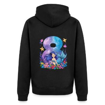 8ème anniversaire fille 8 ans sirène fête - Veste à capuche bio Premium Unisexe - noir - Dos - Nico (187cm)