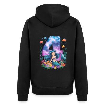4ème anniversaire fille 4 ans sirène fête - Veste à capuche bio Premium Unisexe - noir - Dos - Nico (187cm)