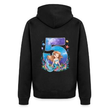 5ème anniversaire fille 5 ans sirène fête - Veste à capuche bio Premium Unisexe - noir - Dos - Nico (187cm)